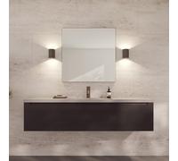 Loevschall Refine Specchio | Specchio da parete marrone con cornice | 80 x 80 cm | Specchio decorativo per bagno, soggiorno, camera da letto e corridoio | Specchio minimalista ed elegante in ottone