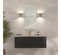 Loevschall Refine Specchio | Specchio da parete oro con cornice | 45 x 90 cm | Specchio decorativo per bagno, soggiorno, camera da letto e corridoio | Minimalista ed elegante specchio in ottone