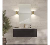 Loevschall Refine Specchio | Specchio da parete oro con cornice | 60 x 100 cm | Specchio decorativo per bagno, soggiorno, camera da letto e corridoio, specchio minimalista ed elegante in ottone
