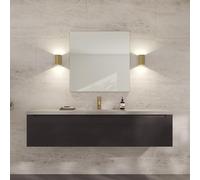 Loevschall Refine Specchio | Specchio da parete oro con cornice | 80 x 80 cm | Specchio decorativo per bagno, soggiorno, camera da letto e corridoio | Minimalista ed elegante specchio in ottone