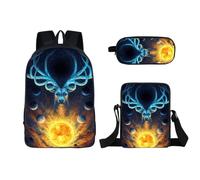 Löwe Wolf - Set di 3 zaini per la scuola, zaino con borsa per il pranzo, borsa per matite, zaino per bambini, S3, 36x30x13cm