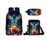 Löwe Wolf - Set di 3 zaini per la scuola, zaino con borsa per il pranzo, borsa per matite, zaino per bambini, S8., 40x30x15cm