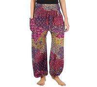 Lofbaz Donna Colorato Pavone Stampato Boho Pantaloni Rosa L