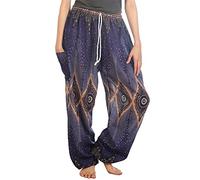 Lofbaz Donna Coulisse Diamante Harem Boho Genio Pantaloni Blu XL