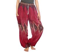 Lofbaz Donna Coulisse Diamante Harem Boho Genio Pantaloni Borgogna XL