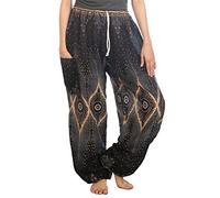 Lofbaz Donna Coulisse Diamante Harem Boho Genio Pantaloni Nero S