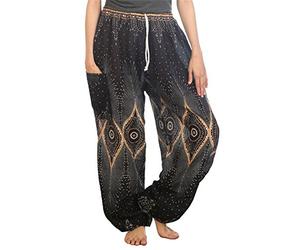 Lofbaz Donna Coulisse Diamante Harem Boho Genio Pantaloni Nero S