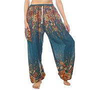 Lofbaz Donna Coulisse Floreale 1 Harem Boho Pantaloni Teal Verde L