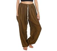 Lofbaz Donna Coulisse Harem Solido Boemo Hippie Raion Pantaloni Verde Scuro XL
