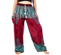 Lofbaz Donna Coulisse Rosa 1 Harem Boho Genio Pantaloni Borgoña L