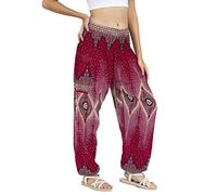 Lofbaz Donna Diamante Yoga Aladdin Genio Boemo Harem Pantaloni Burgundy 3XL