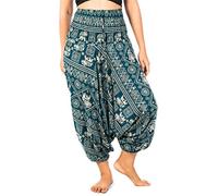 Lofbaz Donna Elefante Francobollo 2 in 1 Harem Pantaloni Tuta Teal Verde 3XL