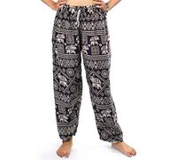 Lofbaz Donna Elefanti Francobollo Coulisse Harem Boho Pantaloni Nero S
