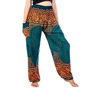 Lofbaz Donna Harem Rosa 1 Colorato Smocked Waist Boho Pantaloni Teal Verde Size M