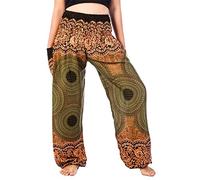 Lofbaz Donna Harem Rosa 1 Colorato Smocked Waist Boho Pantaloni Verde Size L