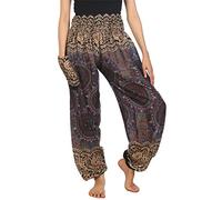 Lofbaz Donna Harem Rosa 2 Colorato Smocked Waist Boho Pantaloni Grigio Size XL
