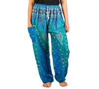 Lofbaz Donna Pavone 1 Coulisse Harem Boho Pantaloni Azzurro L