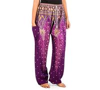 Lofbaz Donna Pavone 1 Coulisse Harem Boho Pantaloni Marrone 4XL