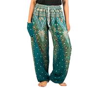 Lofbaz Donna Pavone 1 Coulisse Harem Boho Pantaloni Verdure Verde 4XL