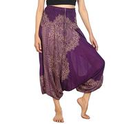 Lofbaz Donna Pavone Affumicato Vita 2 in 1 Harem Tuta Pantaloni Viola M