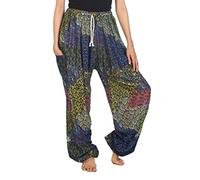 Lofbaz Donna Pavone Coulisse Harem Boho Pantaloni Blu B XL