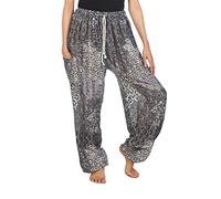 Lofbaz Donna Pavone Coulisse Harem Boho Pantaloni Nero B 2XL