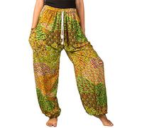 Lofbaz Donna Pavone Coulisse Harem Boho Pantaloni Verde Chiaro 2XL