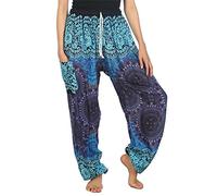 Lofbaz Donna Rosa 2 Coulisse Harem Genio Boho Pantaloni Blu M