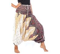 Lofbaz Donna Stampa Pavone 2 in 1 Harem Pantaloni Tuta Bianco XL