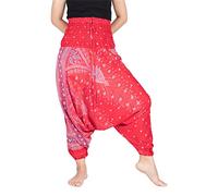 Lofbaz Donna Stampa Pavone 2 in 1 Harem Pantaloni Tuta Rosso & Blu M