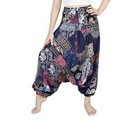 Lofbaz Donna Tuta Toppa Harem Boemo Harem Hippie Yoga Pantaloni - Blu - OS