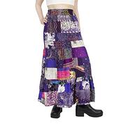 Lofbaz Glamorous Patchwork Bohemian Skirt Donna - Morbido e Leggero - Tessuto Rayon - Viola - OS