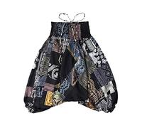 Lofbaz Pantaloni Harem Patch per Bambini - Nero - 11-12Y