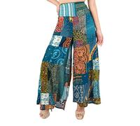 Lofbaz Patchwork da Donna Pantaloni Palazzo Gamba Larga Yoga Lounge Hippie Harem Pantaloni fluidi Juniors Ladies Travel Cover Up Beachwear Patchwork Verde M