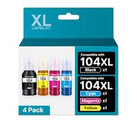 LOFBLAT 104 Compatibili per Epson 104 Inchiostro Multipack per EcoTank ET-2710 ET-2712 ET-2711 ET-2714 ET-2715 ET-4700 ET-2720 ET-2721 ET-2726 (Nero Ciano Magenta Giallo, 4-Pack)