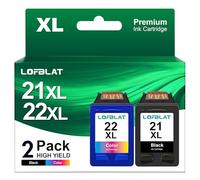 LOFBLAT 21XL 22XL Nero e Tricromia Cartucce per HP 21 XL 22 XL per PSC 1410 OfficeJet 4315 4355 DeskJet D2360 D2460 D1530 D1560 F335 F380 F390 F2180 F2290 (Nero Tri-Colore, 2-Pack)