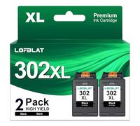 LOFBLAT 302XL Cartucce d'inchiostro per HP 302 302XL Nero per Envy 4525 4520 4522 4527 DeskJet 3630 3636 3638 3639 1110 (Nero, 2-Pack)