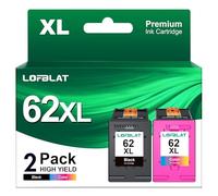 LOFBLAT 62XL 62 XL Cartucce per HP 62 XL Nero e Colore per Envy 5540 5547 5644 5640 5646 7640 per Officejet 5740 5742 5744 200 250 (Nero Tri-Colore, 2-Pack)
