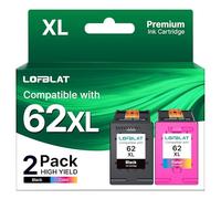 LOFBLAT 62XL 62 XL Cartucce per HP 62 XL Nero e Colore per Envy 5540 5547 5644 5640 5646 7640 per Officejet 5740 5742 5744 200 250 (Nero Tri-Colore, 2-Pack)