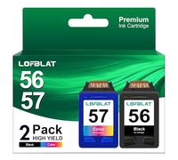 LOFBLAT 56XL 57XL Nero e Tricromia Cartucce Sostituzione per HP 56 57 XL per DeskJet 450ci 5150 5550 9680 OfficeJet 4212 4215 PSC 1210 1215 Photosmart 7550 7760 7960 (Nero Tri-Colore, 2-Pack)
