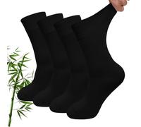 LOFIR Calze Bambù Uomo Donna: Calzini Estivi Antibatteriche Traspiranti Anti Odore senza Elastico Senza Cuciture per Affari Ufficio Lavoro Running Trekking Nero 4 Paia Taglia 43-46