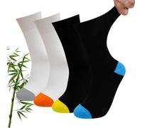 LOFIR Calze Bambù Uomo Donna: Calzini Estivi Antibatteriche Traspiranti Anti Odore senza Elastico Senza Cuciture per Affari Ufficio Lavoro Running Trekking Nero/Bianco 4 Paia Taglia 43-46