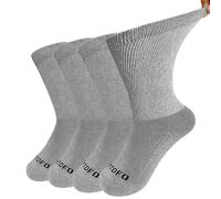 LOFIR Calzini Diabetici in Cotone da Uomo: Calze Sanitari con Cintura Extra Larghi Senza Elastico Senza Cucitura Calzino con Comodi suola imbottita da Uomo Grigio Taglia 39-42 4 paia