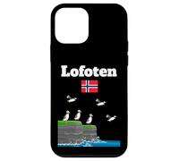 Lofoten Puffin Colony Sea Cliffs Norvegia bandiera viaggio Souvenir Custodia per iPhone 12 mini