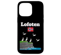 Lofoten Puffin Colony Sea Cliffs Norvegia bandiera viaggio Souvenir Custodia per iPhone 14 Pro Max