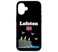 Lofoten Puffin Colony Sea Cliffs Norvegia bandiera viaggio Souvenir Custodia per iPhone 16