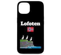 Lofoten souvenir Puffin Colony Sea Cliffs bandiera Norvegia Custodia per iPhone 13