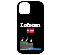 Lofoten souvenir Puffin Colony Sea Cliffs bandiera Norvegia Custodia per iPhone 14