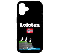 Lofoten souvenir Puffin Colony Sea Cliffs bandiera Norvegia Custodia per iPhone 16