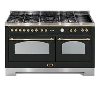 LOFRA Cucina 150 x 60, Linea Dolce Vita, 7 Fuochi a Gas + 2 Zone Vetroceramica + 2 Forni, Nero Opaco - RNMD156MFT+MFT/AEOV
